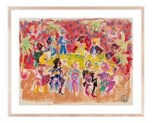 At a Dinner Party by Happy Menocal in Natural Maple Frame, Small Art Print