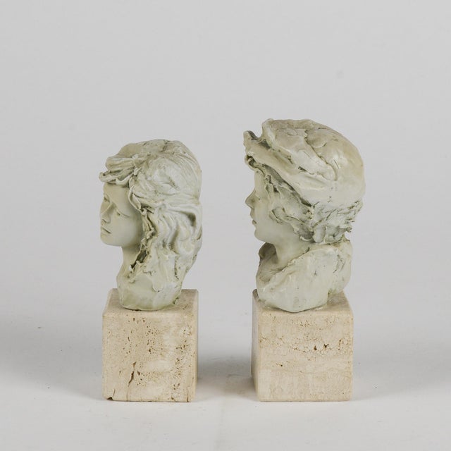 Second Half of the 20th Century Half-Length Figurines of Him and Her with Stone Base, 1960s, Set of 2 For Sale - Image 6 of 8