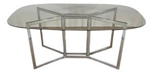 Modernist Table in Chromed Metal and Smoked Glass, 1970s