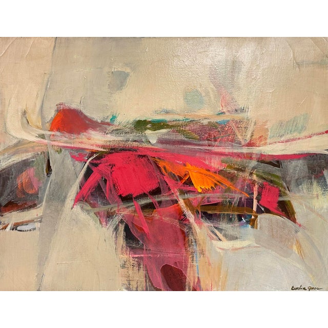 An oil on canvas painting by the American artist Evelina Green (1939-2025). Titled "Sea Wash," this abstract work depicts...