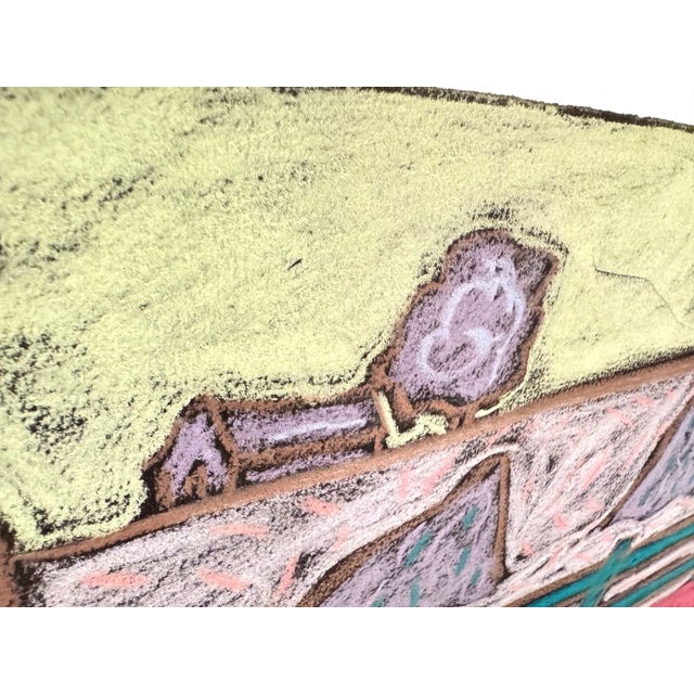 1980s George Colin Signed Folk Art Pastel Farm Chalk Art For Sale In Chicago - Image 6 of 10