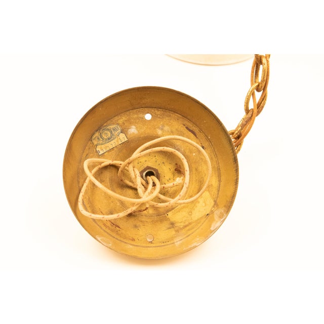 Mid 20th Century White Pierced Ceramic Pendant Lights With Brass Hardware - a Pair For Sale - Image 11 of 11