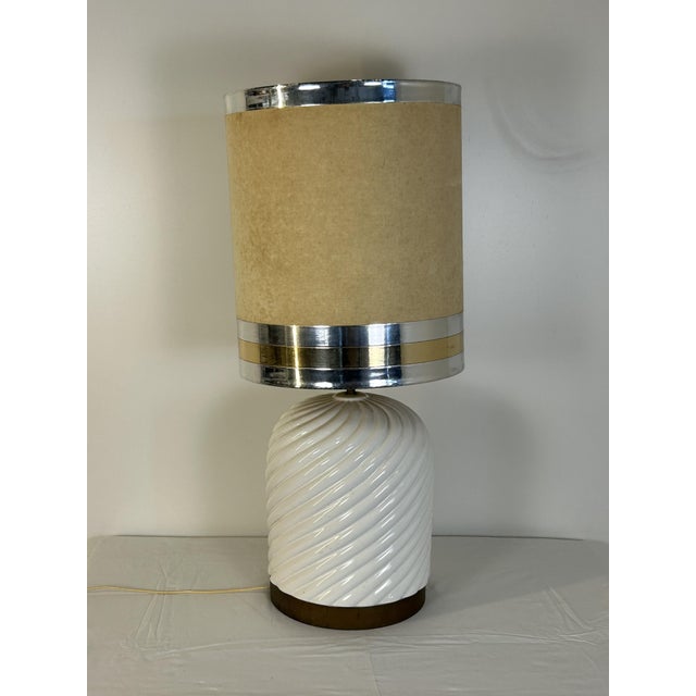 Vintage Table Lamp by Tommaso Barbi, 1970s, in Very Good conditions. Designed 1970 to 1979 This piece has an attribution...