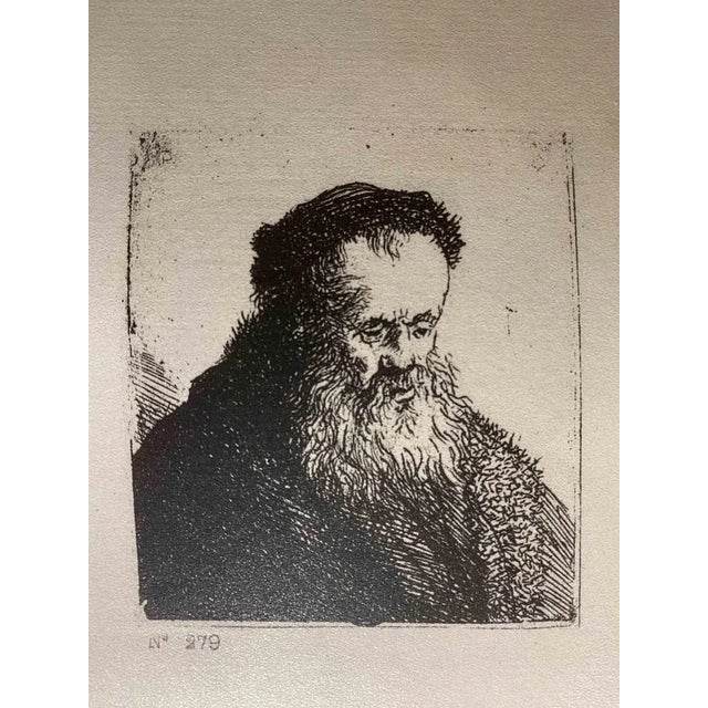 Bust of an old man with flowing beard is an engraving on ivory-colored paper realized by Charles Amand Durand (1831-1905)...
