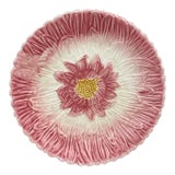 French Majolica Pink Daisy Plate Orchies, Circa 1890 For Sale