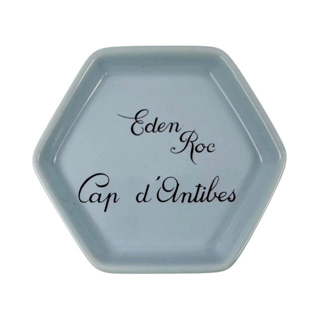 Ceramic Vintage Hotel Eden Roc Cap d'Antibes Blue Ceramic Ashtray France French Riviera For Sale - Image 7 of 10