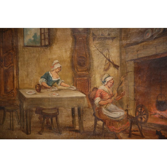 19th Century French Louis XVI Carved Painted and Gilt Wall Trumeau Mirror For Sale In Dallas - Image 6 of 10