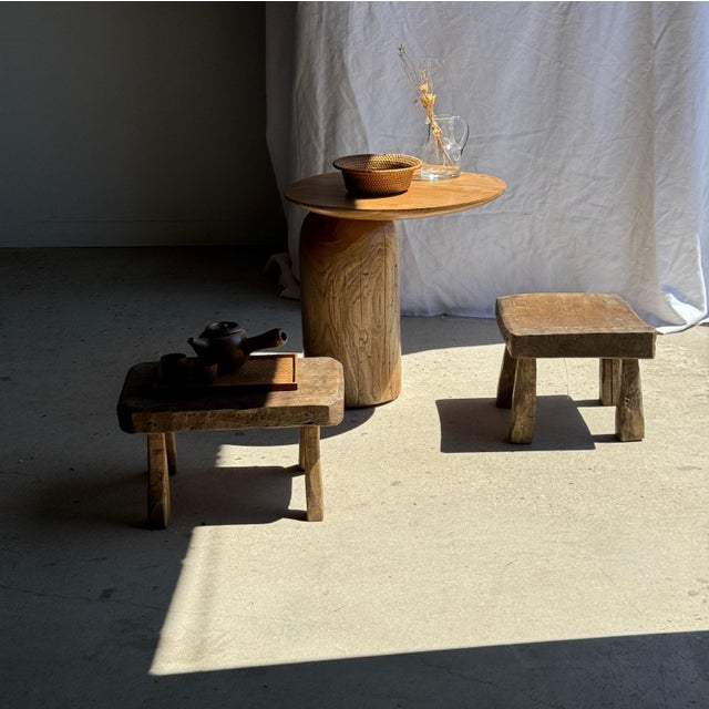 Brown Small Stool in Teak For Sale - Image 8 of 18