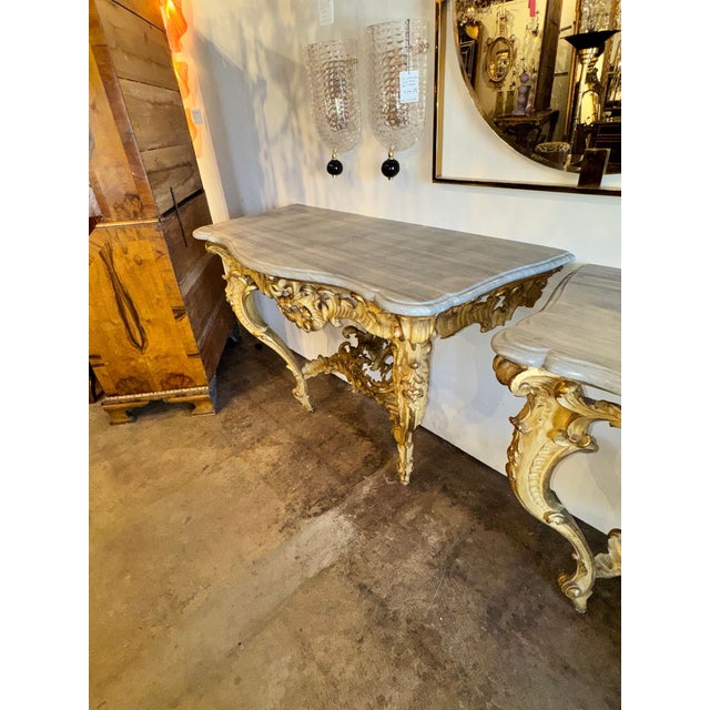 Pair of 19th C. French Louis XV Giltwood Consoles For Sale In Dallas - Image 6 of 6