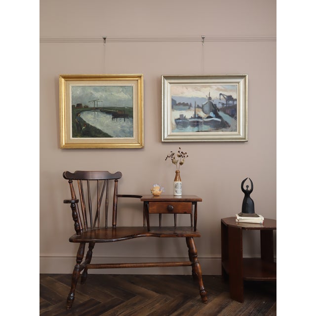 Mid-Century Modern 1952 Mid-Century Modern 'By the Waterbank' Vintage Swedish Expressive Landscape Oil Painting, Framed For Sale - Image 3 of 14