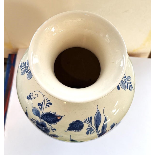 Delft Mid Century Delft Blue and White Vase For Sale - Image 4 of 9