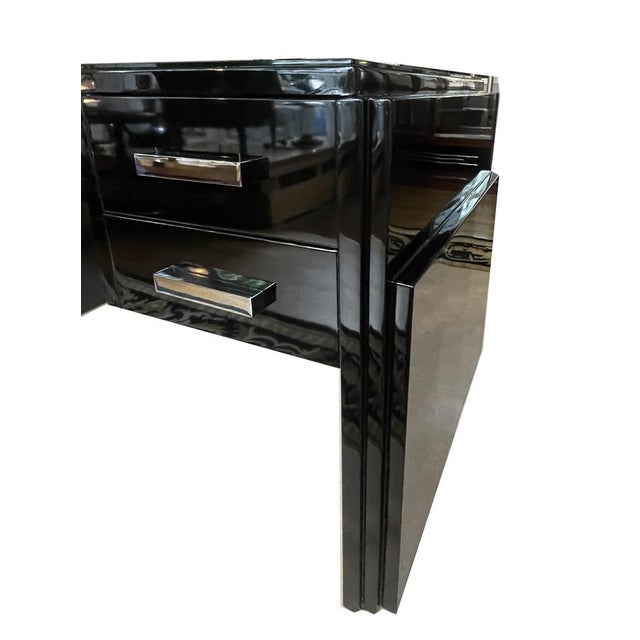 Wood Vintage Art Deco Desk in Black, 1930 For Sale - Image 7 of 12