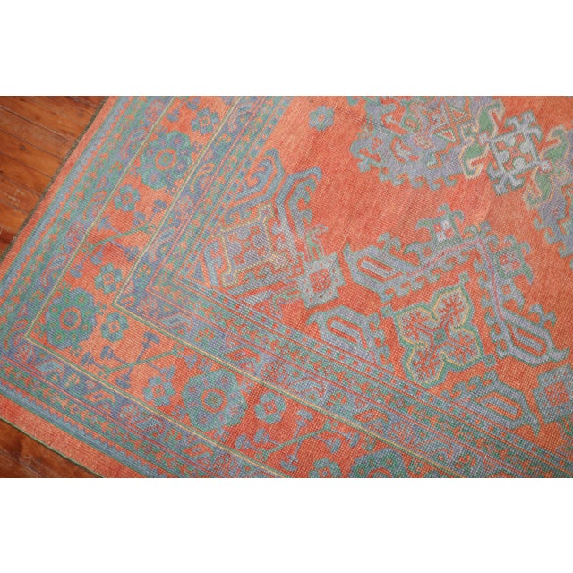Early 20th Century Bright Coral Antique Oushak Rug For Sale - Image 5 of 18