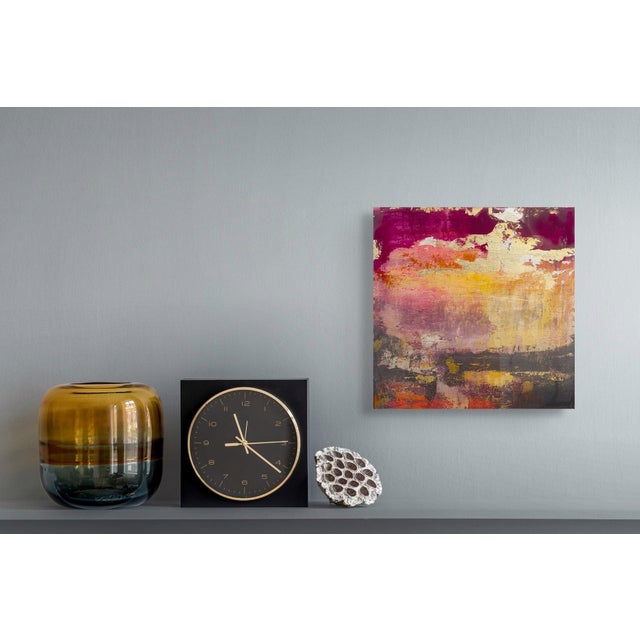 Abstract Expressionism Sky Drama 1 by Brian O'Neill | Acrylic on panel with gold leaf depicting a colorful abstract sky. For Sale - Image 3 of 5