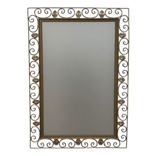 Rectangular Mirror with Brass Frame, 1960s For Sale