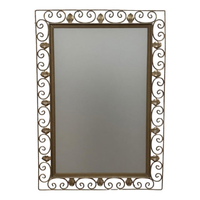 Rectangular Mirror with Brass Frame, 1960s For Sale
