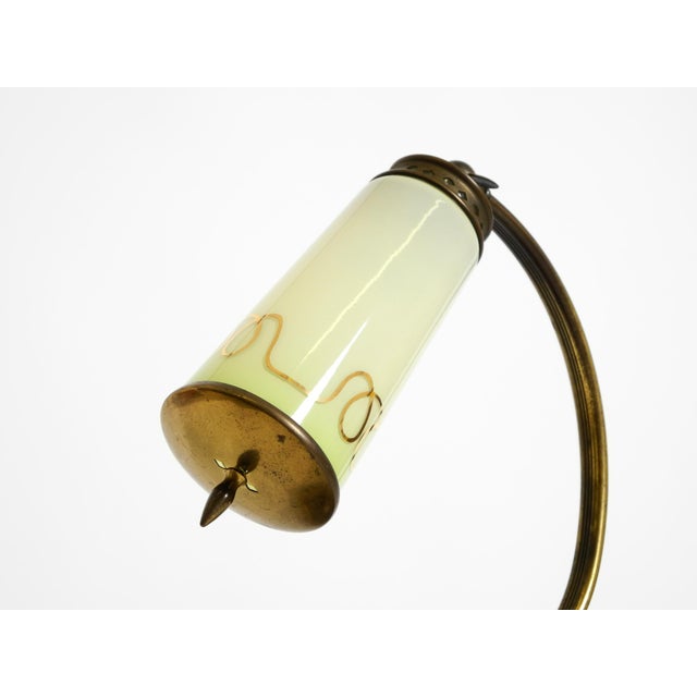 Brass Table Lamp with Glass Shade, 1940s For Sale - Image 14 of 18
