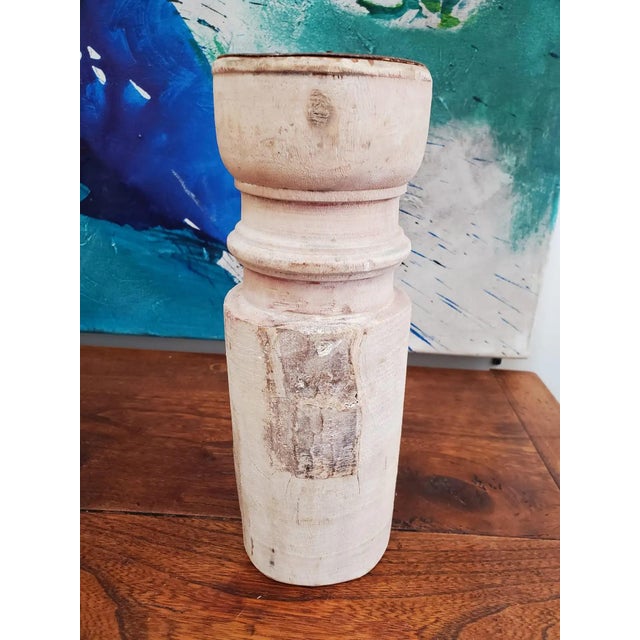 Pair of 19th Century French Provincial Turned Beech Wood Candlesticks For Sale - Image 4 of 12