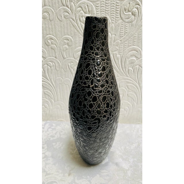 Ceramic 1960s Mid Century Modern Black Vase For Sale - Image 7 of 11