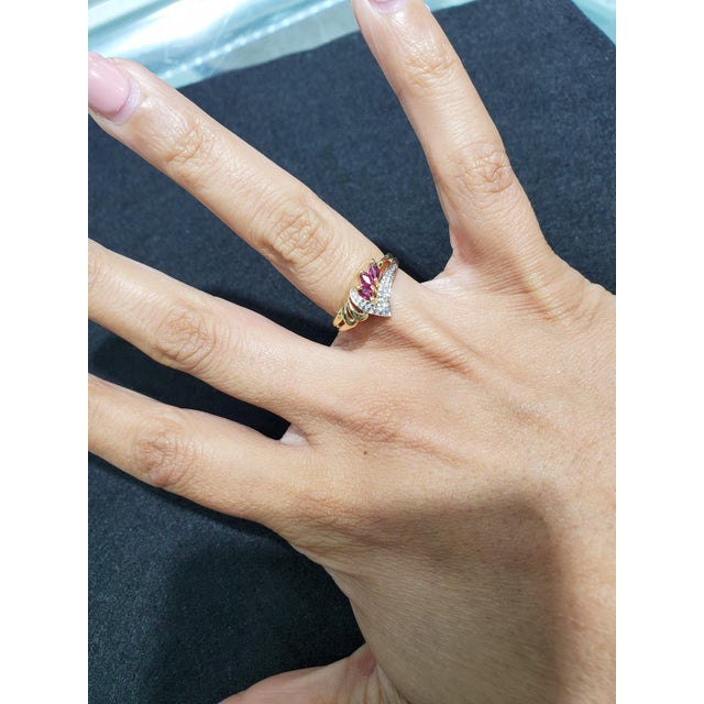 ♥ Product Summary ♥ Main Stone: Ruby & Diamonds Band Material: 14k Yellow Gold Stone Cut: Marquise & Round