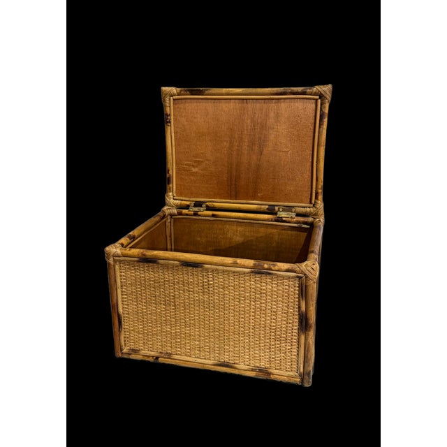Vintage Tortoiseshell Bamboo and Rattan Storage Box For Sale In New York - Image 6 of 14
