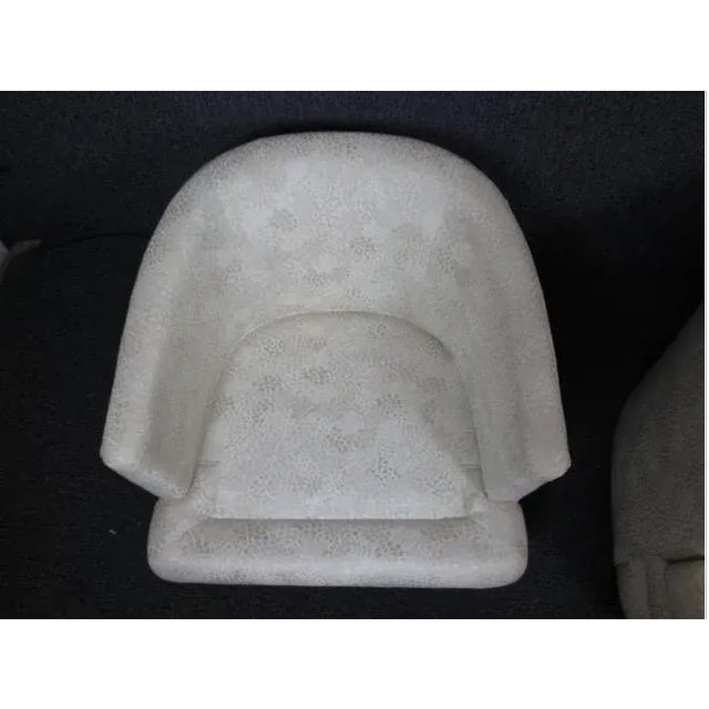 Textile Pair of Mid-Century White Lounge Chairs For Sale - Image 7 of 11