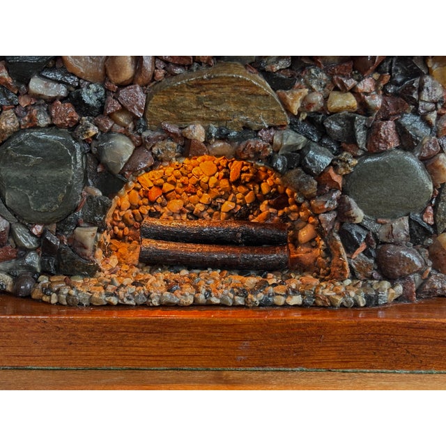 1940s 1940s Rustic Stone Fireplace Lamp Plus Night Light With Shade For Sale - Image 5 of 12