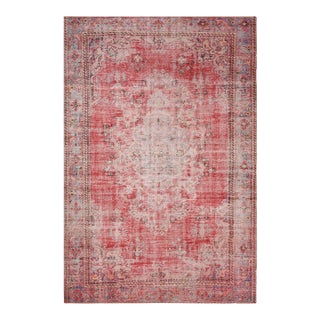 1970s Vintage Handmade Wool Cotton Red Area Rug For Sale