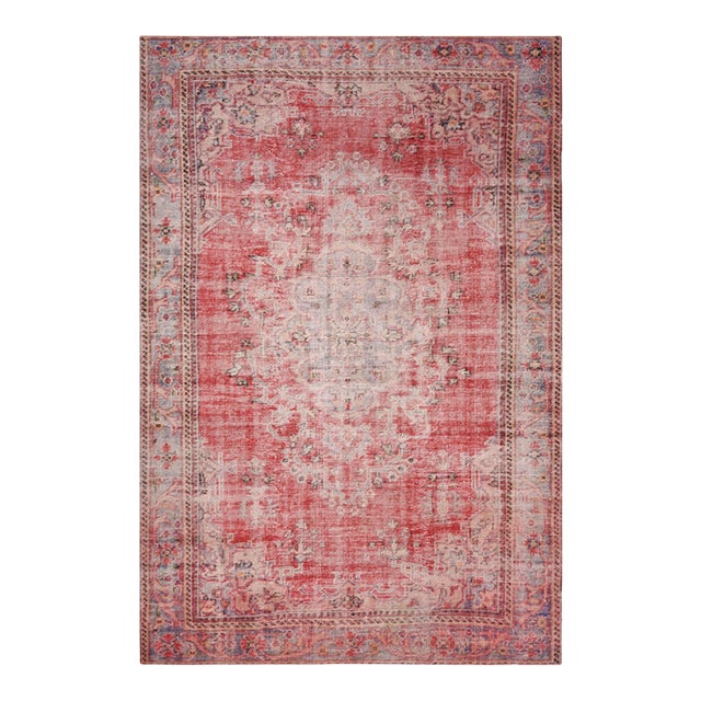 1970s Vintage Handmade Wool Cotton Red Area Rug For Sale