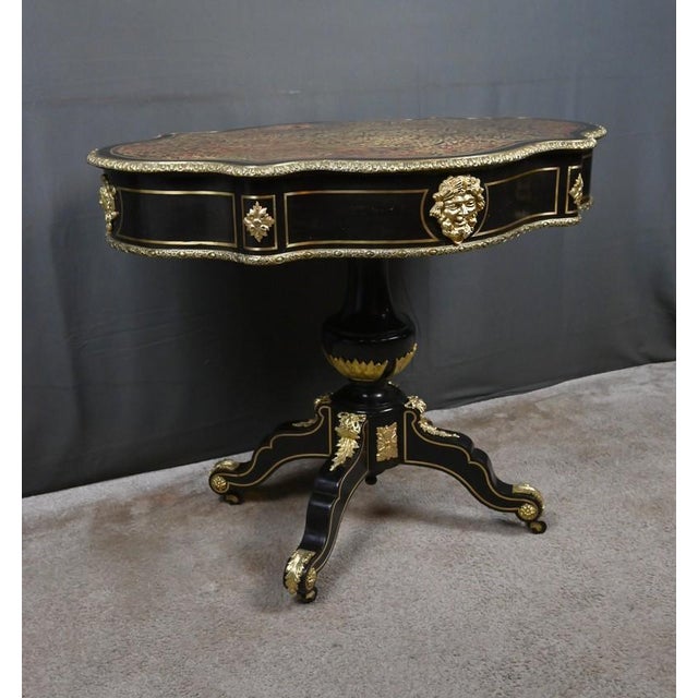 Black Mid-19th Century Napoleon III Violin-Shaped Marquetry Table For Sale - Image 8 of 18