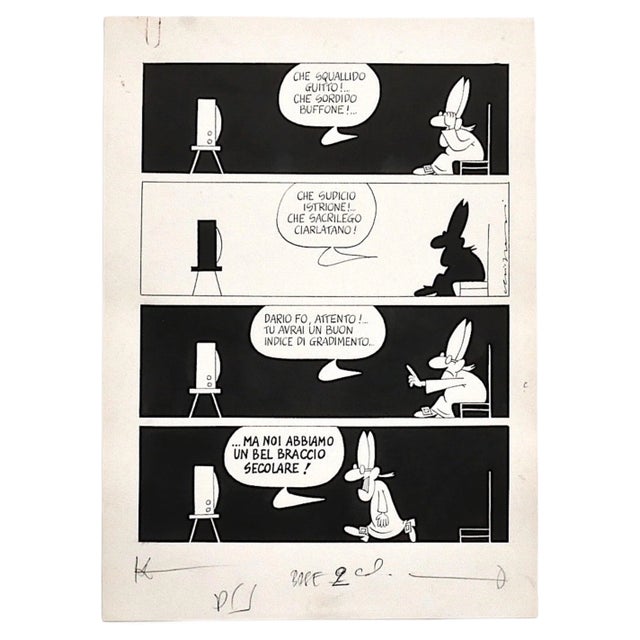 Alfredo Chiappori - Political Comics - Original Ink China - 1977 For Sale