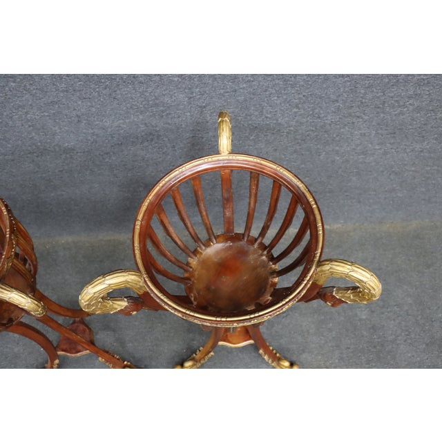 Brown Pair of Hollywood Regency Mahogany Swan Jardinières / Planters For Sale - Image 8 of 14