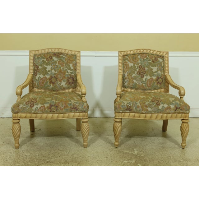 Broyhill Venetian Style Upholstered Open Armchairs - a Pair For Sale - Image 11 of 11