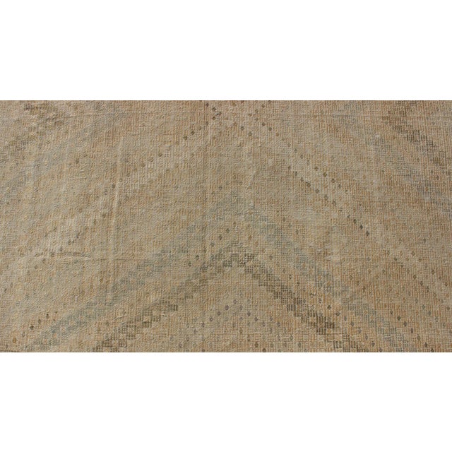 Brown Vintage Turkish Embroidered Rug in Shades of Brown With Geometric Diamond Design For Sale - Image 8 of 12