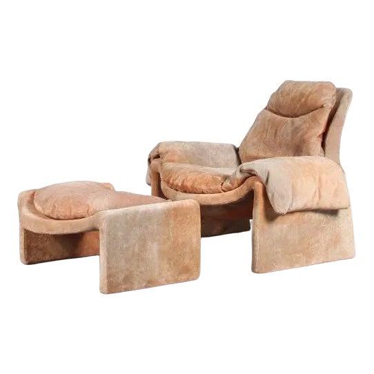 Set of Proposals Chair & Ottoman by Vittorio Introini for Saporiti, Italy, 1970 For Sale