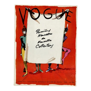 "Vogue Paris, March 1949" Original Vintage Fashion Magazine Cover For Sale