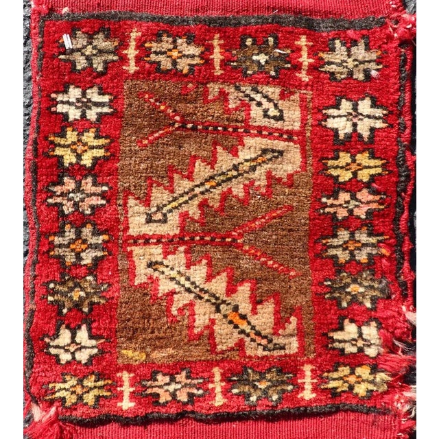 Pair of Antique Turkish Sampler Rugs With Coral, Yellow and Brown Colors For Sale - Image 4 of 12