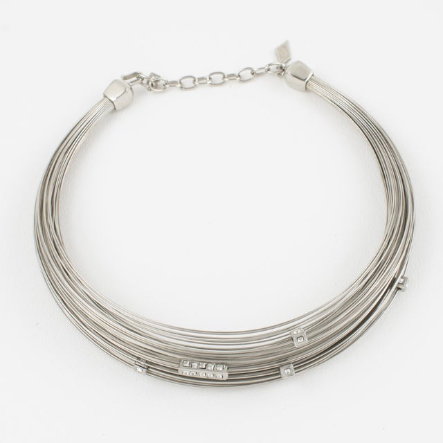 1990s Thierry Mugler Silvered Metal Multi-Strand Wire Necklace For Sale - Image 5 of 11
