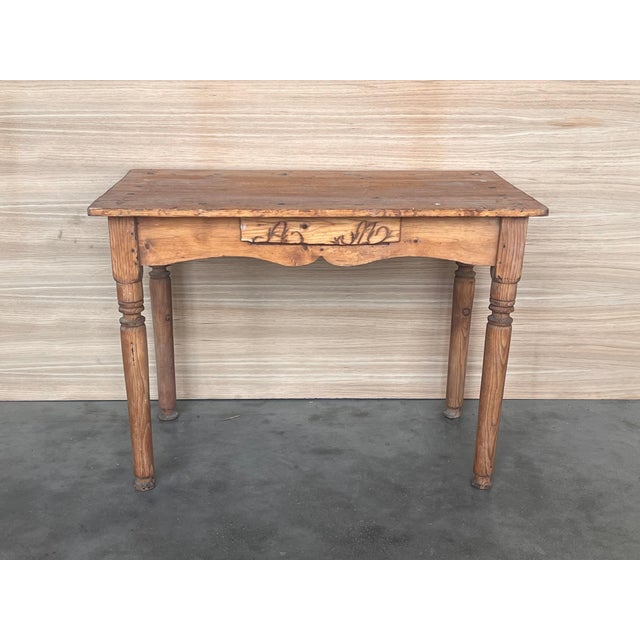 Early 20th Century Spanish Country Pine "Mobila " Sofa Table or Console table with Drawer For Sale - Image 16 of 18