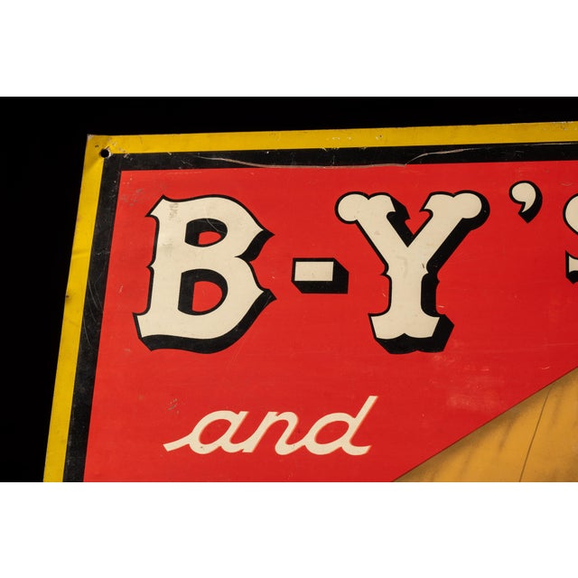 American 1930s Y B Cigars Tin Lithograph Advertising Sign For Sale - Image 3 of 6