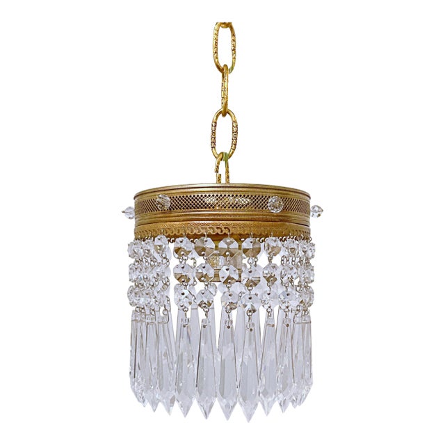 1960s Italian Brass Upside Down Layered Chandelier For Sale