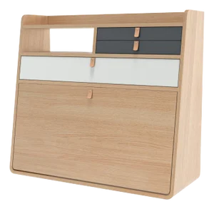 Slate Grey Drawers Gaston Floating Writing Desk in Natural Oak by Harto