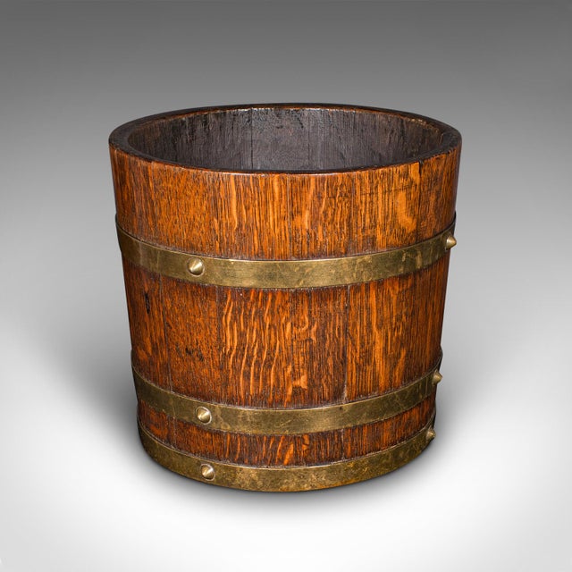 Wood 1910's Antique Coopered Barrel Jardiniere Stand For Sale - Image 7 of 10