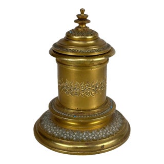 Antique Traditional Moorish Brass Library Inkwell For Sale