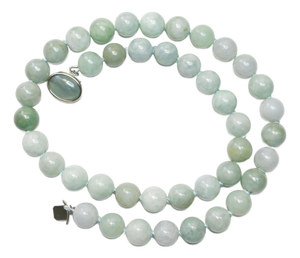 Vintage Burmese Jadeite Jade Knotted Beaded Necklace 24", Circa 1980s