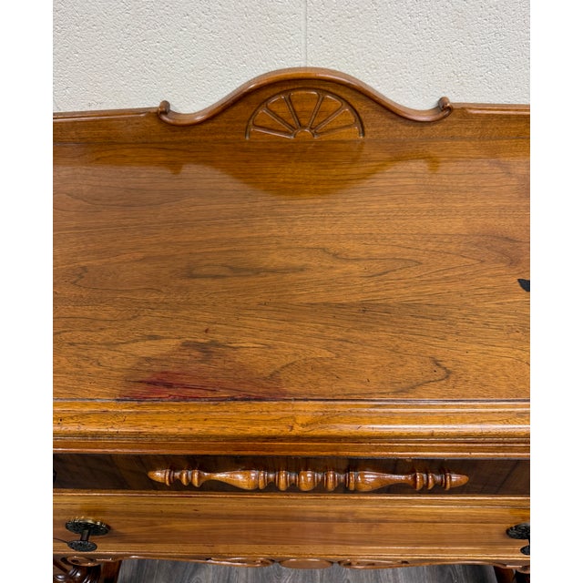 Vintage American Jacobean Tudor Revival Walnut Buffet Sideboard Server For Sale - Image 11 of 16