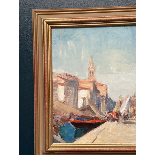 Mid-Century Modern Knut Norman, Venice II, 1950s, Oil Painting on Panel, Framed For Sale - Image 3 of 14