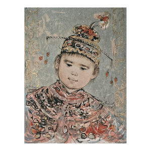1970s Edna Hibel "Young Manchu on Silk" - Li271 XII 3/12 Ed 475 - Signed Lithograph - 12 X 17.5 - Child Portrait Unframed