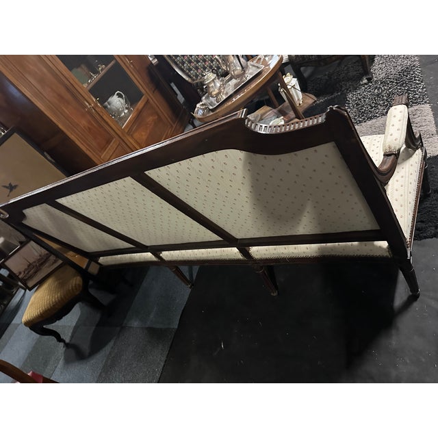Louis XVI White Fabric Sofa For Sale - Image 3 of 4