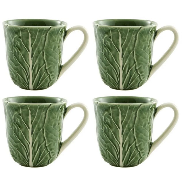 Bordallo Pinheiro Cabbage 16-Piece Dinnerware Set with Mug in Green, Service for Four For Sale In New York - Image 6 of 13